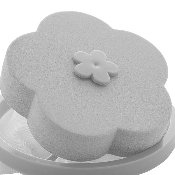 Coletor de Cabelos para Máquina de Lavar em Plástico e Poliéster Flor Cinza 16cm x 9,5cm - Lyor