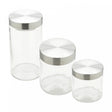 Conjunto 3 Porta Mantimentos Redondo de Vidro com Tampa de Aço 1,7L/1,3L/880ml - Wolff