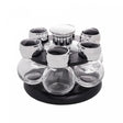 Conjunto 6 Porta Tempero de Vidro com Tampa Plástico e base Giratória Poli Preta 17cm x 11cm - Wolff