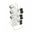 Conjunto 6 Porta Temperos de Vidro com Tampa Plástica e Suporte Metal Tinno 14cm x 10cm x 29cm Wolff