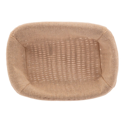 Cesta Retangular de Rattan Plástico com Forro em Tecido 24cm x 17cm x 7cm - Lyor