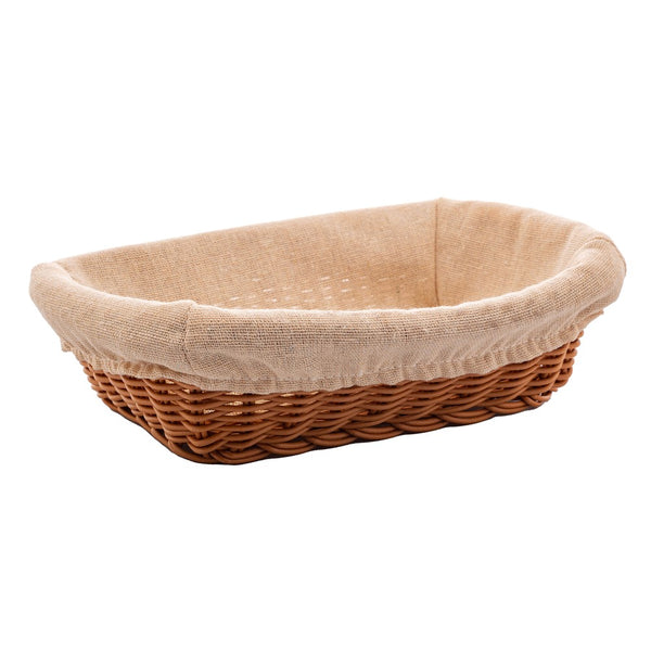 Cesta Retangular de Rattan Plástico com Forro em Tecido 24cm x 17cm x 7cm - Lyor