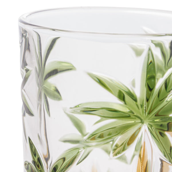 Conjunto 6 Copos Baixos de Cristal Palm Tree Handpaint 340ml - Wolff