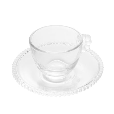 Conjunto 4 Xícaras de Café de Cristal com Pires Pearl 80ml - Wolff