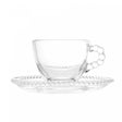 Conjunto 4 Xícaras de Café de Cristal com Pires Pearl 80ml - Wolff