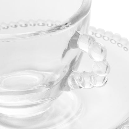 Conjunto 4 Xícaras de Café de Cristal com Pires Pearl 80ml - Wolff