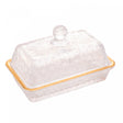 Manteigueira de Cristal Ecológico Martelado com Tampa e Fio de Ouro Petra 17cm x 10,5cm x 10cm  Lyor