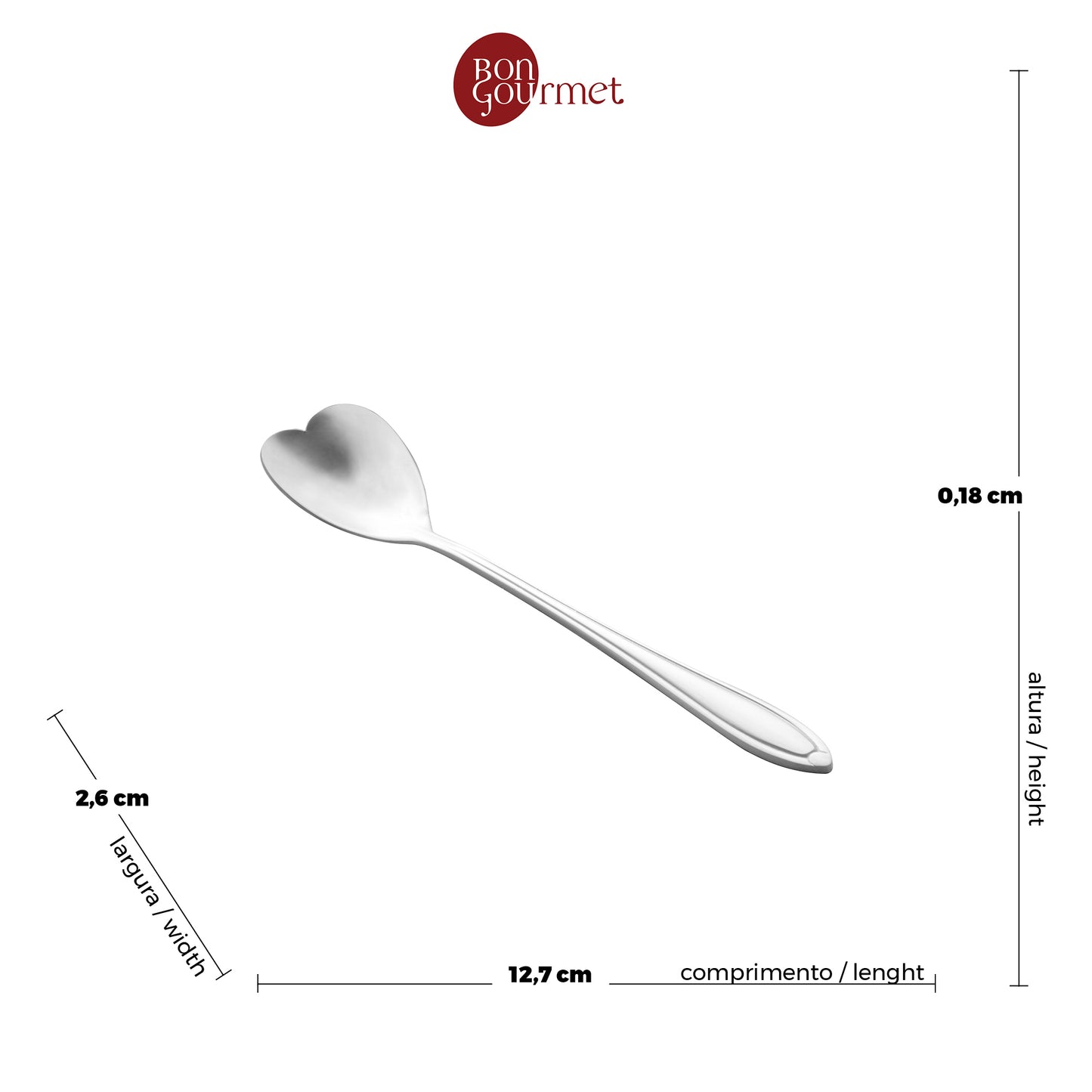 Conjunto 4 Colheres de Chá de Aço Inox Heart Prata - Wolff