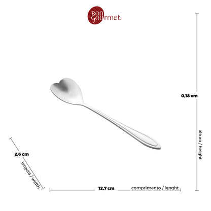 Conjunto 4 Colheres de Chá de Aço Inox Heart Prata - Wolff