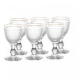Conjunto 6 Taças de Água De Vidro Com Fio Dourado Bico De Jaca 300Ml - Wolff