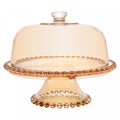Prato Bolo com Pé Pearl 31cm x 25cm Âmbar Metalizado Cristal - Wolff