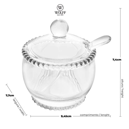 Açucareiro de Cristal com Colher Pearl 200ml - Wolff