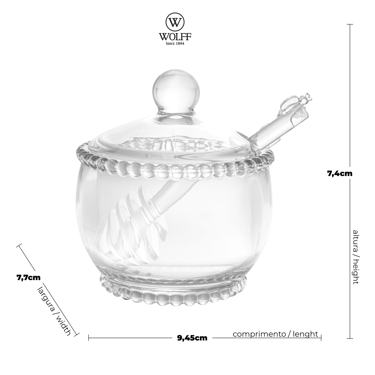 Meleira de Cristal com Pegador Pearl 200ml - Wolff
