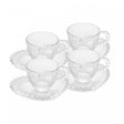 Conjunto 4 Xícaras de Café de Cristal com Pires Coração Pearl 85ml - Wolff