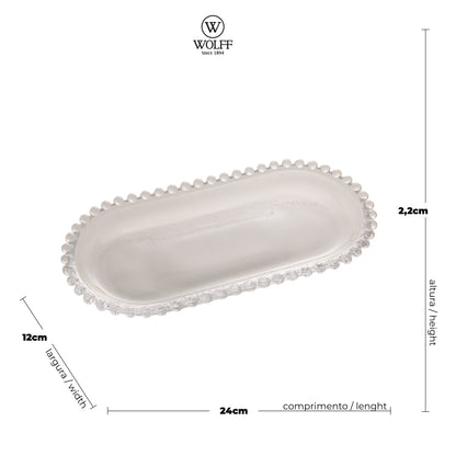 Travessa Oval de Cristal Pearl 24cm x 12cm x 2cm - Wolff