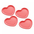 Conjunto 4 Pratos de Porcelana Coração Beads Vermelho 17cm x 15cm x 2cm - Wolff