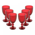 Conjunto 6 Taças de Água De Vidro Roman Vermelho 345Ml - Wolff