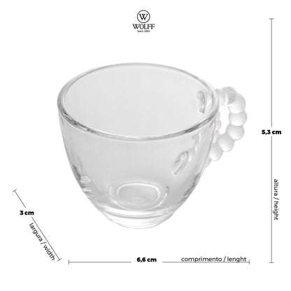 Conjunto 4 Xícaras de Café de Cristal sem Pires Pearl 80ml - Wolff