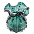 Vaso de Vidro Italy Verde Esmeralda e Dourado 10cm x 11cm - Wolff