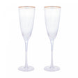 Conjunto 2 Taças de Champagne De Vidro Com Borda Dourada Lines 300Ml - Wolff