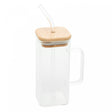 Caneca de Vidro Borossilicato com Canudo e Tampa de Bambu 400ml - Wolff