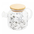 Chaleira de Vidro Borossilicato com Tampa de Bambu Flor 600ml - Wolff