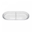 Petisqueira de Cristal com Divisória Oval Pearl 24cm x 12cm x 2cm - Wolff