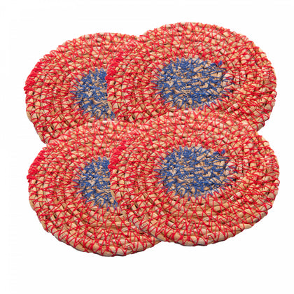 Conjunto 4 Porta Copos de Fibra Natural Colorido 10cm - Wolff