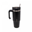 Copo Térmica Parede Dupla SlimTerm e Canudo Preta 890ml - Wolff