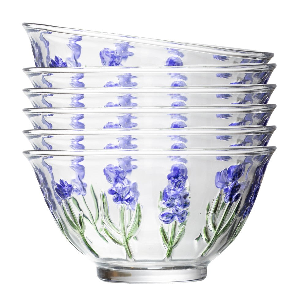 Jogo 6 Bowls Lavanda Hand Painting 12cm x 6,5cm Cristal - Lyor
