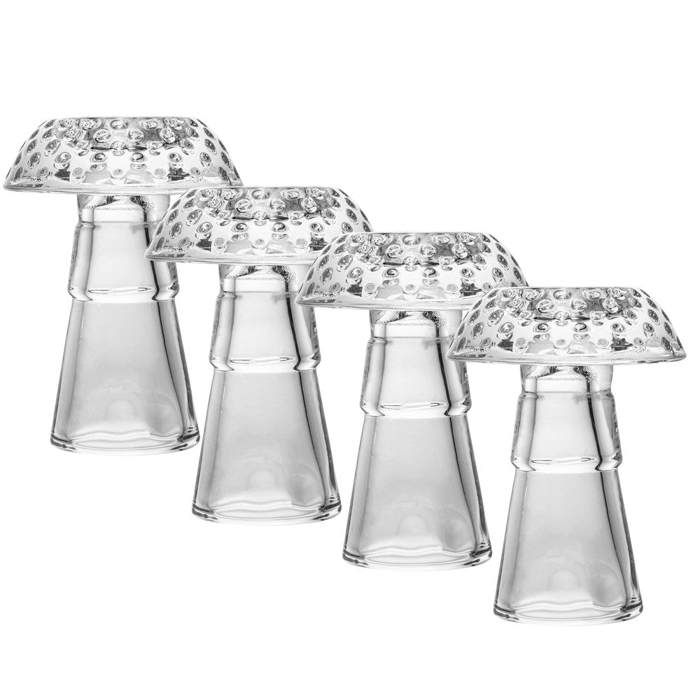 Jogo 4 Castiçais Mushroom 10cm x 10cm x 14,5cm Vidro - Lyor