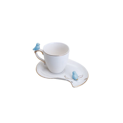 Conjunto 6 Xícaras de Café de Porcelana Cute Birds Design Plate Colorido 90ml - Wolff