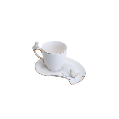 Conjunto 6 Xícaras de Café de Porcelana Cute Birds Design Plate Colorido 90ml - Wolff