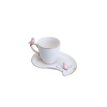 Conjunto 6 Xícaras de Café de Porcelana Cute Birds Design Plate Colorido 90ml - Wolff