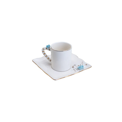 Conjunto 6 Xícaras de Café de Porcelana Flower Square Plate Colorido 80ml - Wolff
