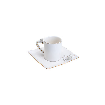 Conjunto 6 Xícaras de Café de Porcelana Flower Square Plate Colorido 80ml - Wolff