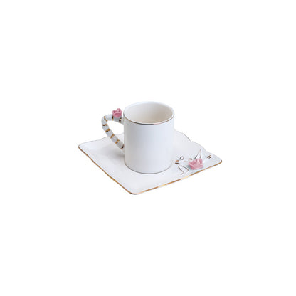 Conjunto 6 Xícaras de Café de Porcelana Flower Square Plate Colorido 80ml - Wolff