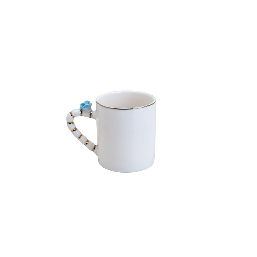 Conjunto 6 Xícaras de Café de Porcelana Flower Square Plate Colorido 80ml - Wolff