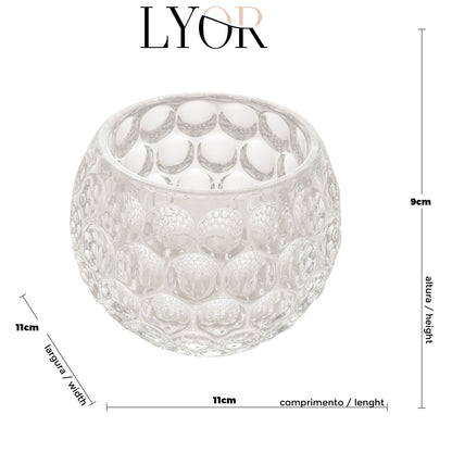 Porta Velas de Cristal Bolhas 11cm x 9cm - Lyor