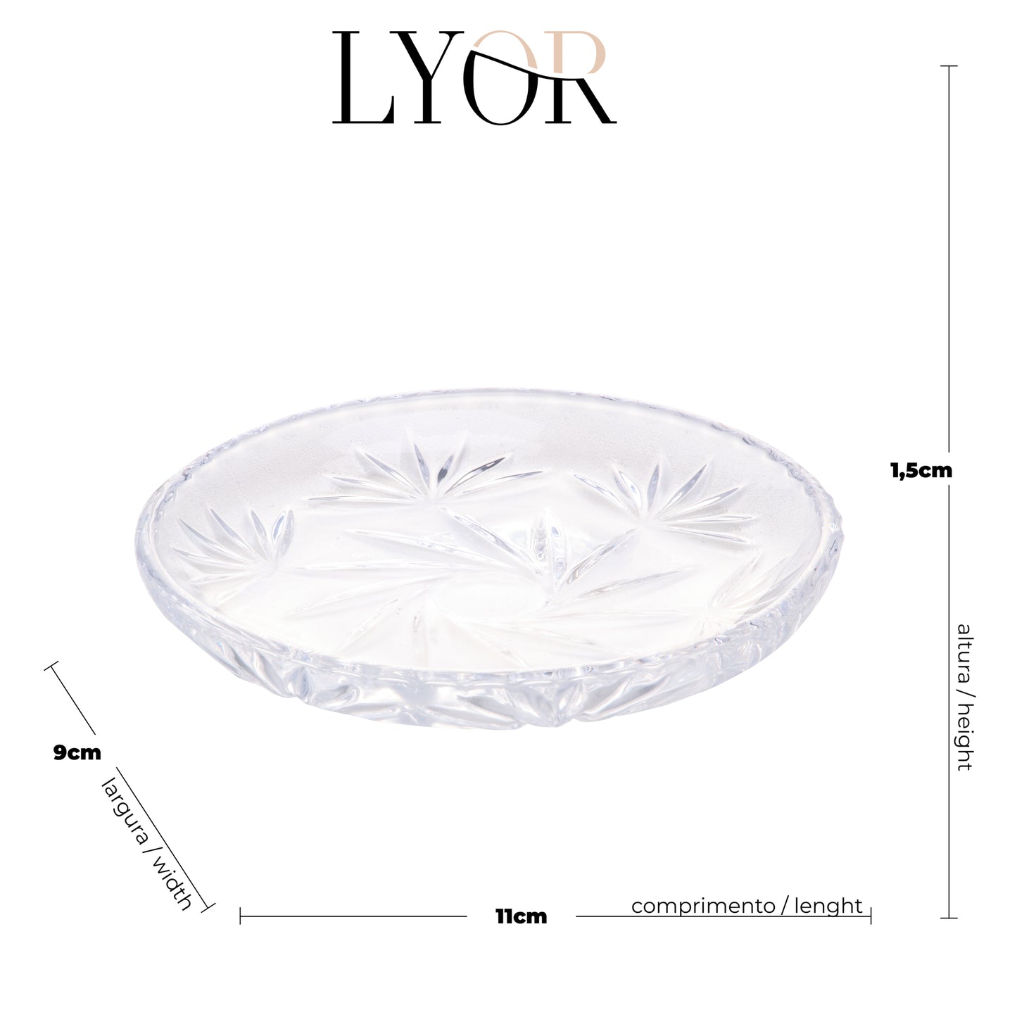 Mini Prato de Cristal Prima 10,5cm x 10,5cm x 1,5cm - Lyor