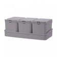 Conjunto 3 Porta Temperos de Bambu e PP com Colher e Bandeja Lines Cinza 10cm x 18cm x 7cm - Lyor