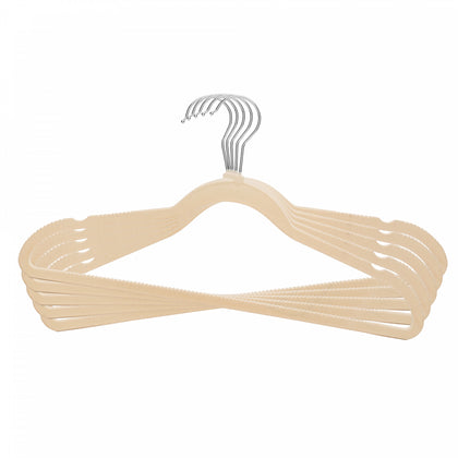 Conjunto 5 Cabides de Plástico Aveludado Bege - Lyor