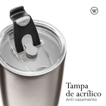 Copo Térmico de Aço Inox Parede Dupla com Tampa 600ml - Wolff