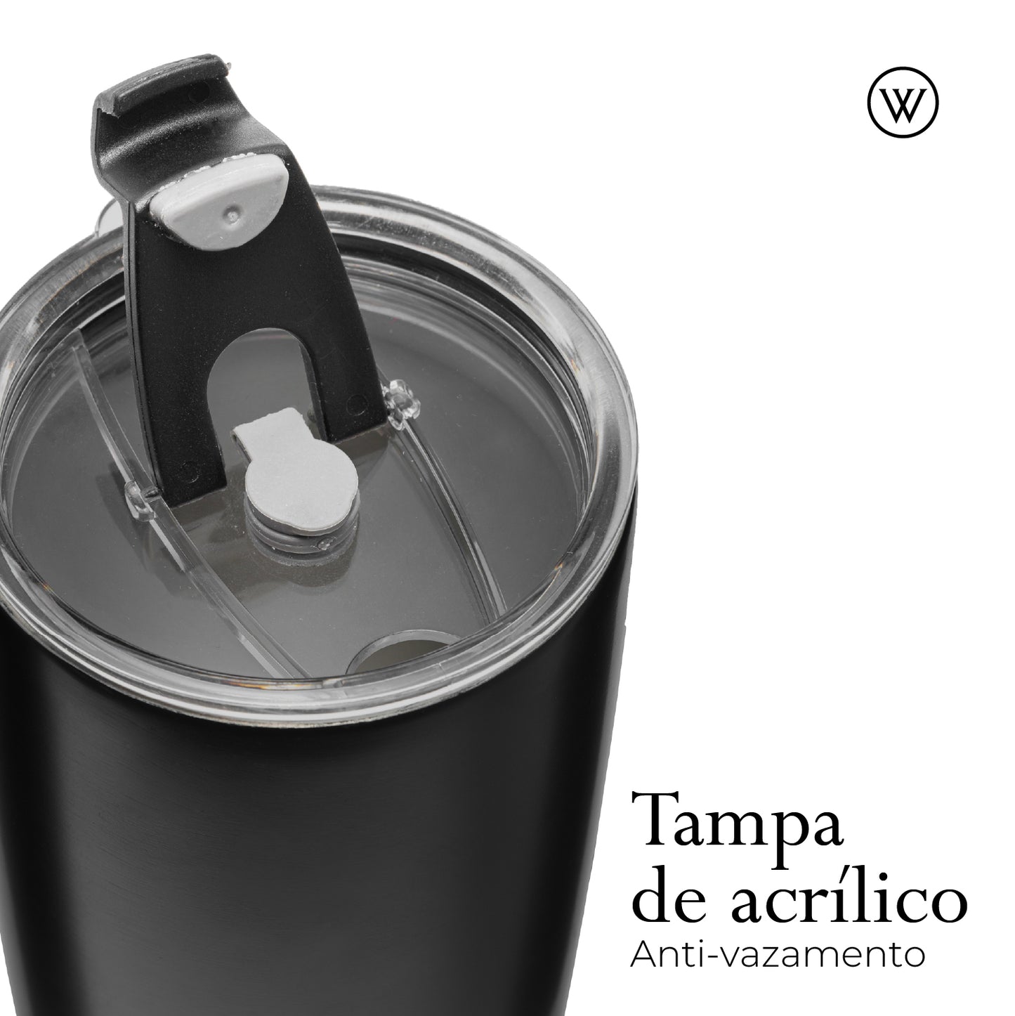 Copo Térmico de Aço Inox Parede Dupla com Tampa Preto 600ml - Wolff