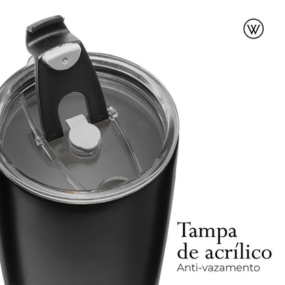 Copo Térmico de Aço Inox Parede Dupla com Tampa Preto 600ml - Wolff