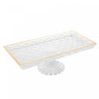 Travessa para Servir de Cristal com Pé e Fio de Ouro Deli Diamond 34,5cm x 18,5cm x 11,5cm - Lyor