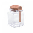 Pote Quadrado com Colher de Bambu e Tampa de Cortiça 300ml Vidro - Lyor