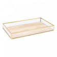 Bandeja de Metal Dourada com Palha 20cm x 30cm x 3cm - Lyor