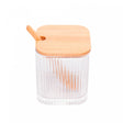 Porta Tempero de Vidro com Colher e Tampa de Bambu Lines 8cm x 8cm x 9,5cm – Lyor