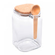 Pote Quadrado com Colher de Bambu e Tampa de Cortiça 830ml Vidro - Lyor